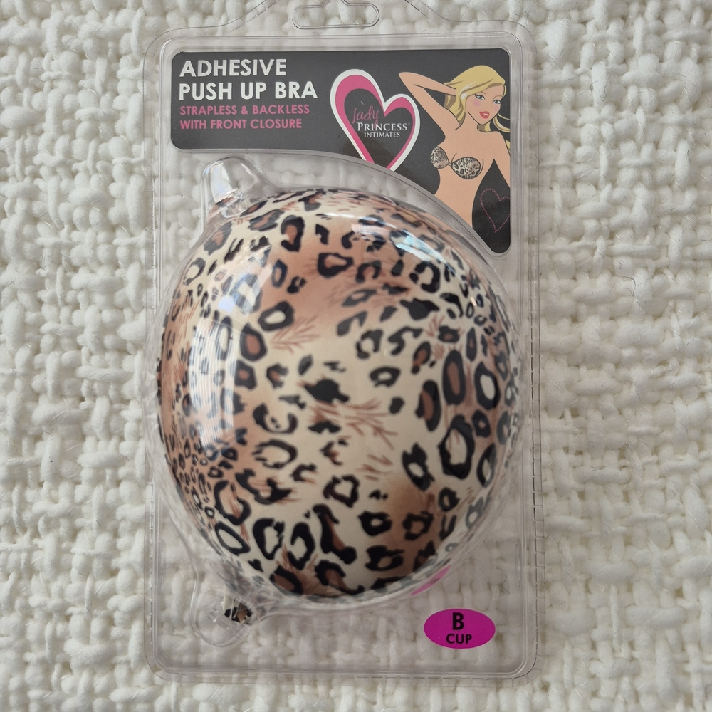 Lady Princess Intimates Adhesive Strapless Push Up Bra Leopard Print Cup Size B